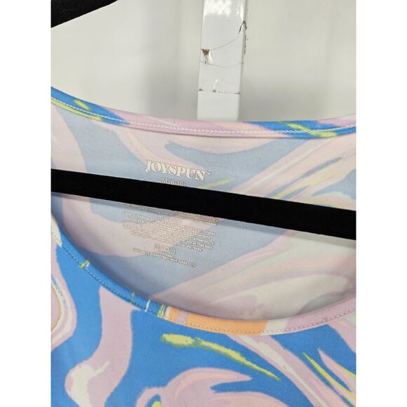 Joyspun Womens Sz M Sleeveless Top Pastel Blue Pink Marbled - Picture 3 of 4